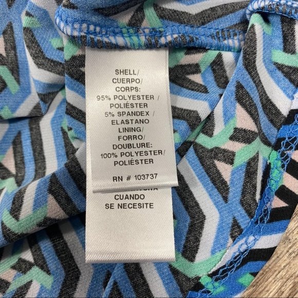 Donna Morgan Blue Geometric Twist Jersey Dress - Picture 4 of 4